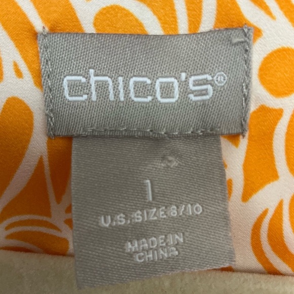 Chico's Orange Graphic Tunic with 3/4 Sleeves - Picture 3 of 9